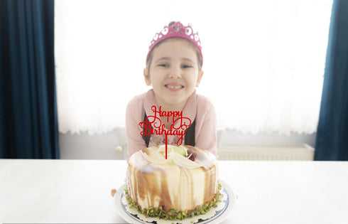 Red Happy Birthday Cake Topper - Birthday Party Decorations Supplies