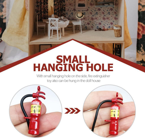 Totority Mini Fire Extinguisher 3pcs Set - Metal Outdoor Decor, Dollhouse Miniatures, Squirt Toy for Micro Landscape