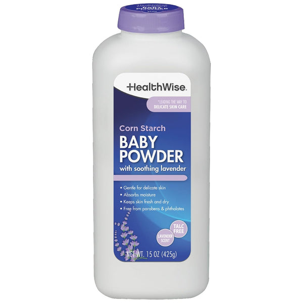 HealthWise Corn Starch Baby Powder | Soothing Lavender Scent | Talc Free