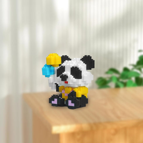 Larcele Micro Building Blocks Animal Set - DIY Mini 3D Building Toy Bricks (Balloon Panda, 295 Dots KLJM-10)