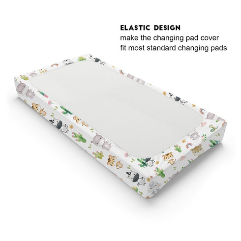 African Safari Animals Changing Pad Covers, Soft Stretch Fitted Baby Changing Table Sheets for Boy Girl, 32''x16''