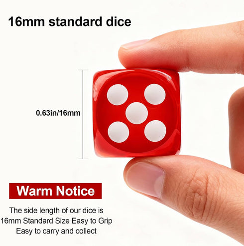 60 Set, 16mm 6 10 6 Rerdeim Pieces Dice Standard Bulk Sided Colored Dices for Board Games, Math Learning, Classroom