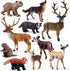 EOIVSH 10PCS Set Forest Animal Figures, Realistic Woodland Figurines, Plastic Jungle Toys With Deer Elk Wolf Bear Okapi