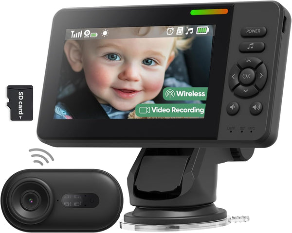Elzeeo Wireless Baby Car Camera with 1080P Advanced Night Vision and 32H Battery,