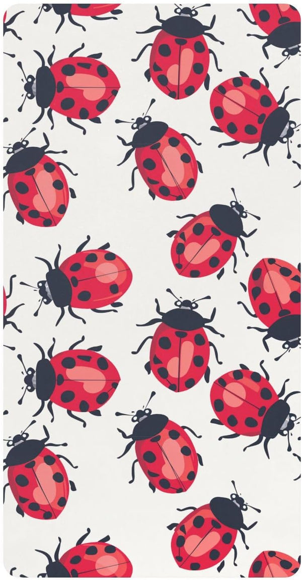 Bseiialft Red Ladybugs Pattern Crib Sheets for Boys Girls Soft and Breathable Cotton