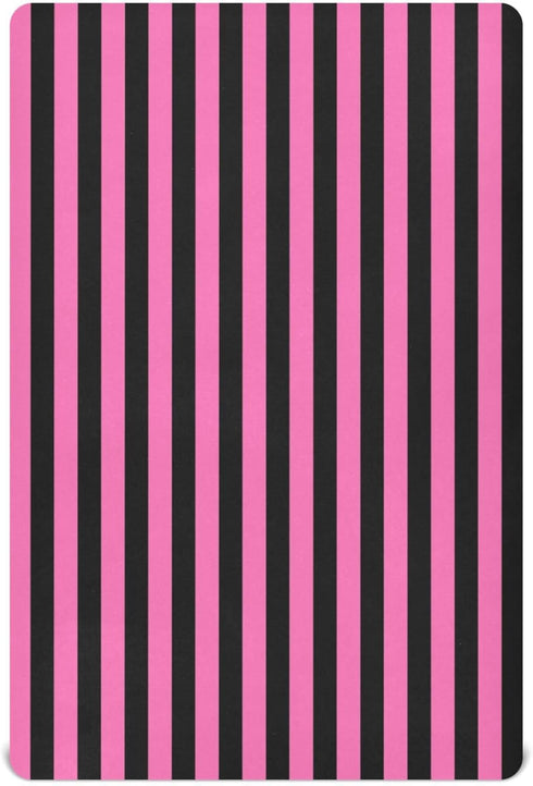 Pigsaly Crib Sheets Hot Pink Black Vertical Stripes Baby Sheet for Standard Crib