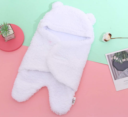 2 Pack Sherpa Baby Swaddle Blanket, Aquamarine and White