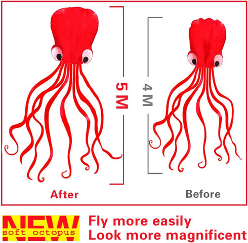 Hengda Kite Software Octopus Flyer Kite, Long Colorful Tail for Kids and Adults, Easy to Fly