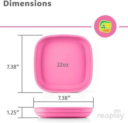 Re-Play A Princess Toddler Plates Set of 3 - 22 Oz. Deep-Walled Flat Kids Plates - Dishwasher & Microwave Safe - Made