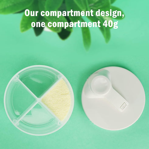 Accmor Baby Formula Dispenser On The Go, Non-Spill Rotating Four-Compartment Formula Container to Go, Milk Powder Kids