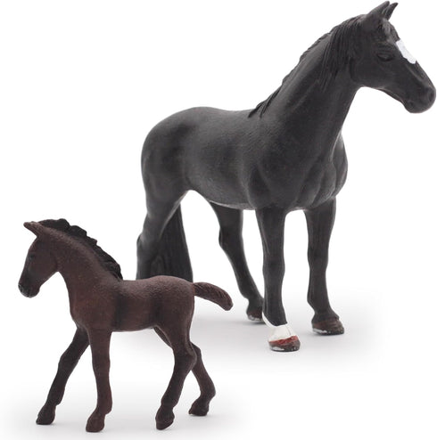 Gemini&Genius Horses Toy for Kids, Farm Horse Animal Playset with Stallion and Horse Cub Family Action Figures