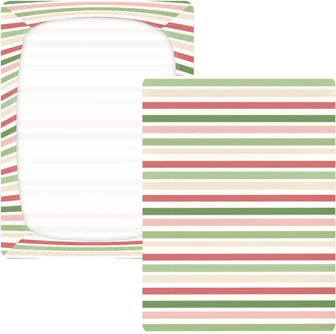 miaozhen 1 Pack 52x28 Cotton Crib Sheets for Baby Boys Girls Soft Breathable Spring Stripes Offwhite Toddler Mattress
