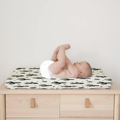 Boho Cactus Changing Pad Covers, Retro Black Golden Cactus Baby Changing Pad Sheets for Diaper Changing