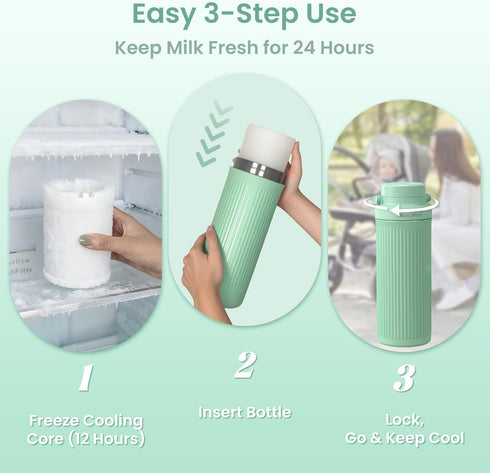 MomMed 43F 1 24H Breast Milk Cooler, Upgraded Rapid Cooling to in Hour, Long-Lasting Cooling, Leakproof Portable