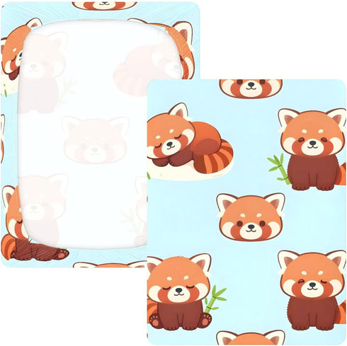 CZXW 52" 28" Red Panda Cartoon Crib Sheets Fitted x Natural Cotton Soft & Breathable for Baby Crib Mattress