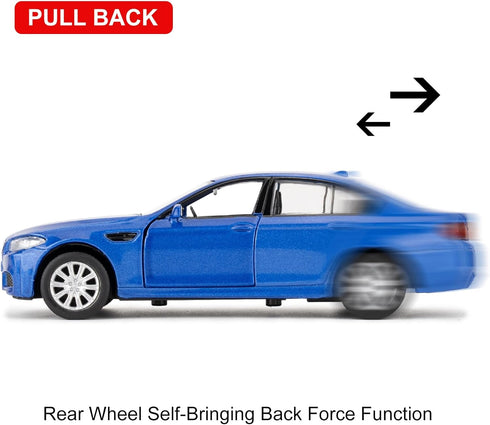 1/36 BMW M5 Diecast Alloy Model Car with Pullback Function, Toy Car Gift for Boys and Girls (Blue)