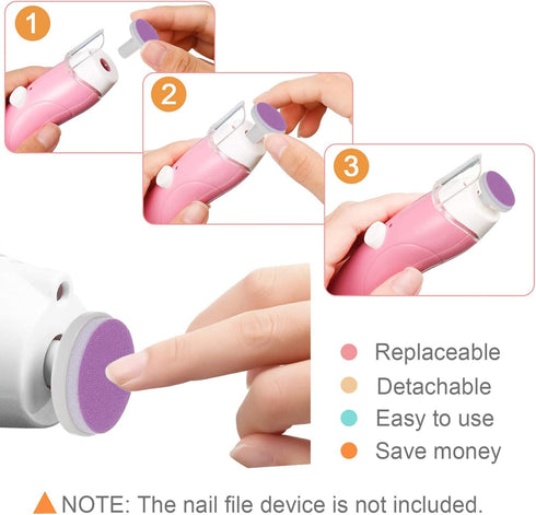 CTIRCHIU 24pcs Trimmer Nail File Pads Electric Nail Replacement Pads for Smooth Lightweight Portable Go Use
