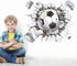 17"x16" 3D Soccer Football Cracked Wall Stickers, Removable Vinyl Decals for Kids Room