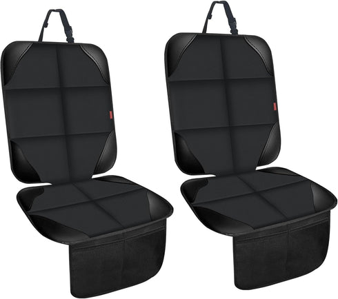 Car Seat Protectors for Child Car Seats, 2 Pack Leather Protectors with Non-Slip Bottom & Large Mesh Pockets