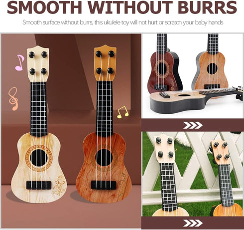 Kisangel 1pc Wooden Kids Ukulele Toy, Toddler Guitar Classical Instrument for Preschool Children, Beige