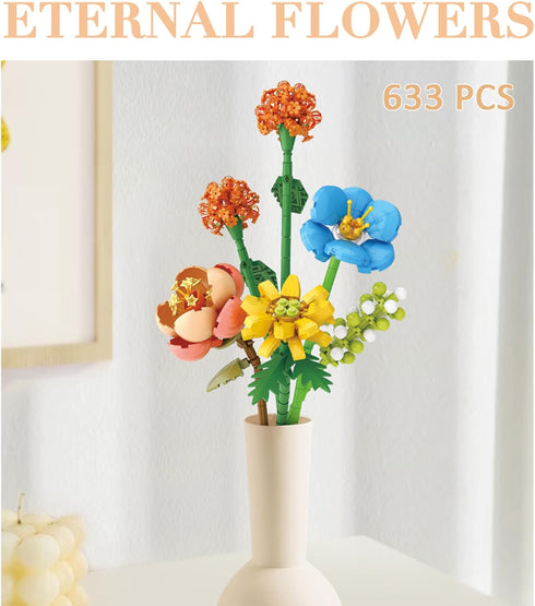MEIEST Flower Bouquet Building Blocks Set, Mini Bricks Plant Botanical Collection for DIY Artificial Flowers Home