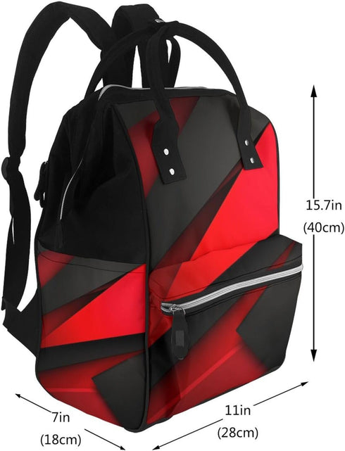 OUSIKA Backpack Daypacks Red Black Print Diaper Bag Multifunction Laptop Travel Large Nappy Bag, Black, One Size