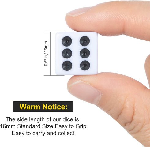 50 Pack 16MM Bulk of Opaque White Dice - Classic Six-Sided Dice for Board Games