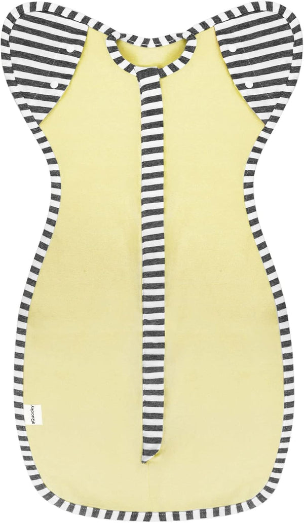 Baby Blanket Sack with Arms Free Design, Yellow Color, Transition to Wearable for Newborn Girl and Boy, Medium 3-6