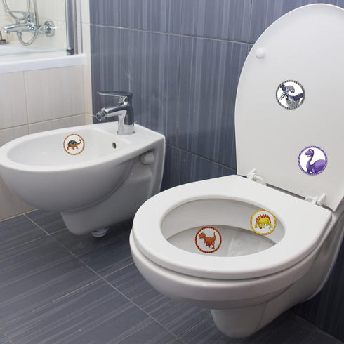 Laumoi 120 Pcs Toilet Targets for Boys Training Flushable Dinosaur Targets Potty Pee Toilet Target Stickers Dinosaur