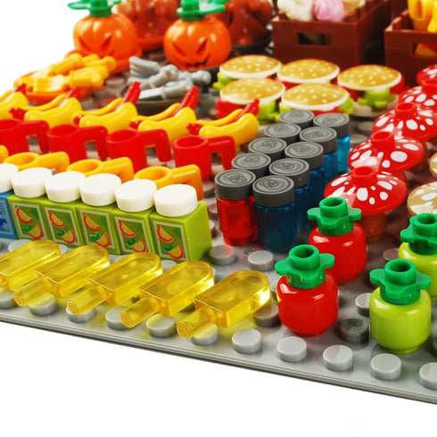180pcs Food Building Blocks Kitchen Accessories Set, DIY Building Set Compatible with All Major Brands (#B)