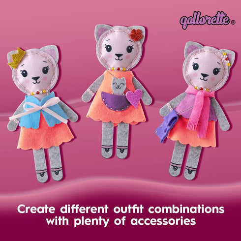 qollorette Felt Sewing Kit for Children, Make Your Own Kitty Toy, Kids' Craft Kit - Make A Friend Sew Kit - Beginner