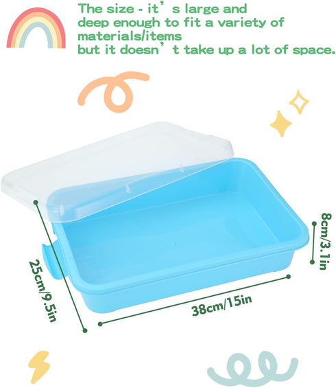 2 15in 3 4 5 6 Sensory Bin Sand Tray with Lid for Toddlers Pcs Portable Sandbox Toy Large Plastic Tray for Kids Fill