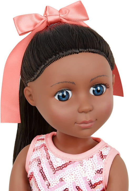 Glitter Girls 14-Inch Doll Clothes, Sequined Party Dress with Pink High-Tops & Star Purse