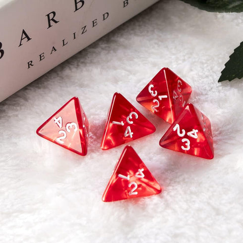 5PCS Polyhedral Dice 20mm D4 for Dungeons and Dragons DND RPG MTG Table Games Red with Black Bag
