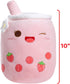 Athoinsu Light Up Strawberry Tea Soft Plush Pillow, 10'' Kawaii Stuffed Bubble Animal Toy with LED Lights