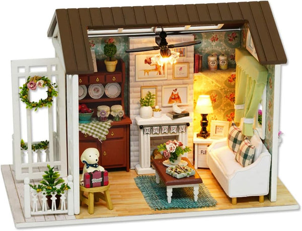 TuKIIE DIY Miniature Dollhouse Kit, 1:24 Scale Wooden Mini Doll House Accessories