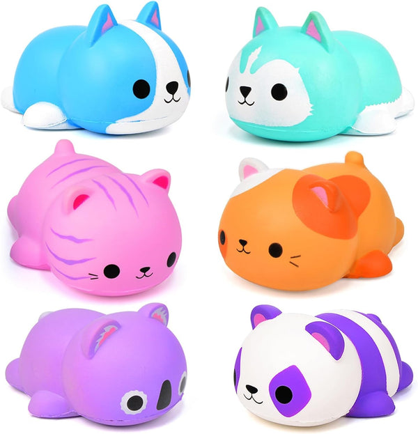 Cat Squishies Stress Balls for Adults Kids, 6PCS Jumbo Animal Squishies, Slow Rising Fidget Sensory Toys