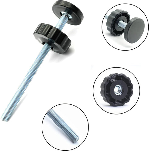 Baby Gate Extender - 4 Pack Baby and Pet Safety Stair Gate Threaded Spindle Rods with Wall Protector (Round-Black)