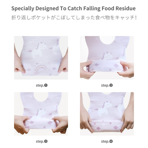 Baby and Infant Disposable Travel Bibs - Soft, Leakproof for Toddlers Babies, Feeding, Traveling (60PCS) Unicorn
