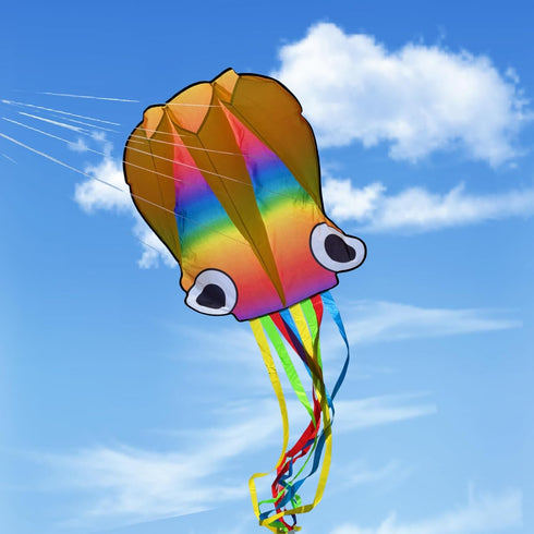 Large Octopus Kites for Kids & Adults, 2 Packs (Rainbow+Red), Big Kite for Beginners, Kites for Ages 4-8, Outdoor