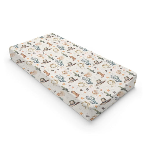 KuphiL10C Girls-16x32 Western Theme Baby Changing Pad Cover,Unisex West Cactus Hats Stars Nursery Diaper Changing Table