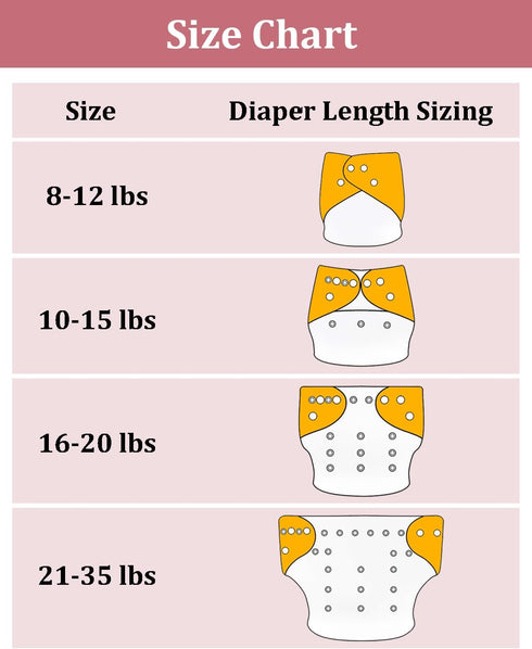 Tummy Pack 13, 6 6 babygoal AWJ Cloth Diapers with Panel of Diaper Cover with Inserts and Wet Dry Bag, Adjustable