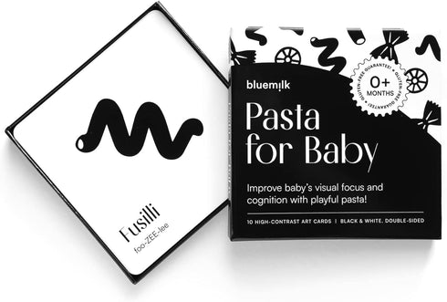 Tummy 0+ Set Pasta for Baby High Contrast Cards Sensory Toy Learning Activity Large Black and White Flash Cards Newborn