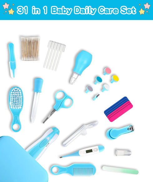 Set (31 1, Baby Grooming and Healthcare Kit, Portable Baby Safety Care with Hair Brush Comb Nail Clipper Nasal