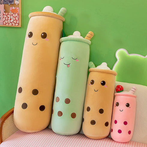Cute Plushies Boba Plushie Long Pillow, Bubble Tea Stuffed Animal Gift for Kids and Adults (36 Inch)