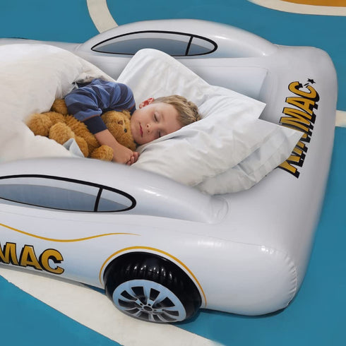 KINMAC Inflatable Toddler Travel Bed- Portable Travel Toddler Air Bed for Kids Camping Air Mattress Racecar Toddler Bed