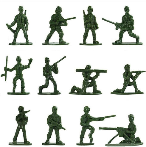 HAPTIME 100-Piece Green Toy Soldiers, 12 Poses Mini Army Men for Pretend Play