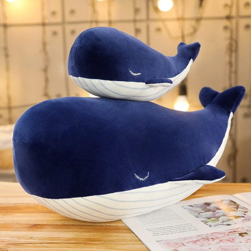 MUPI Whale Stuffed Animal 4 Size Down Cotton Soft Simulation Big Blue Whale Dolphin Doll Toy Cushion Pillow (10 Inch)