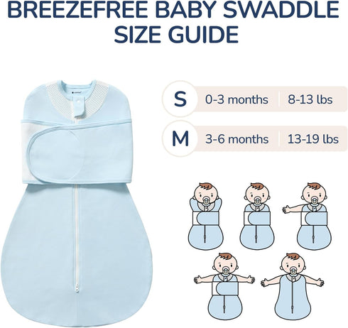 100% 3-6 3-Way Swaddles for Newborns, Safe Sleep Swaddle Sack with Mesh Design, Breathable Cotton Sleepsack
