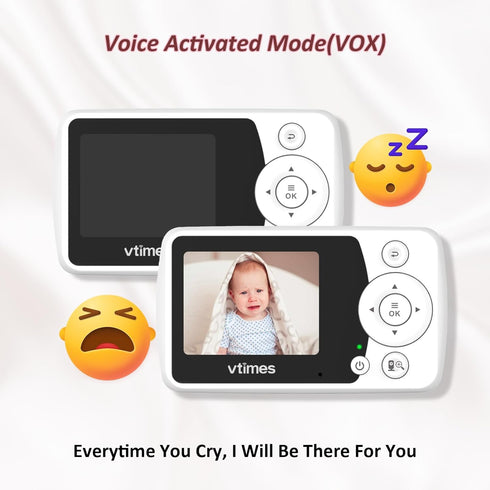 VTimes 2 2.4" 1000ft Baby Monitor with Cameras, LCD Screen Video Baby Monitor No WiFi Night Vision VOX Mode Alarm